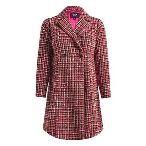 Torrid 4X Plaid Pink Boucle Statement Coat